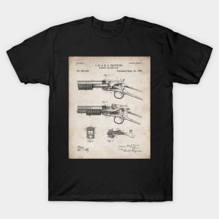 Browning Breach Rifle Patent - Gun Lover Gunsmith Art - Antique T-Shirt